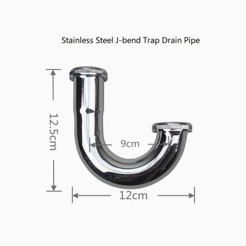 Stainless Steel J-bend Trap Brass Nuts Drain Pipe (NEW) 全新不銹鋼J型隔氣銅帽...