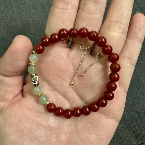 18k金足金緬A翡翠南紅手鍊