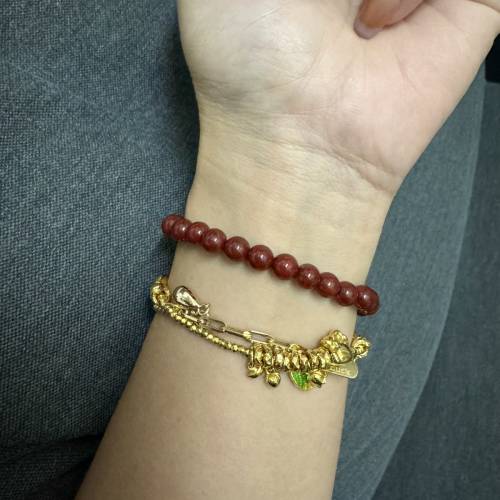18k金足金緬A翡翠南紅手鍊