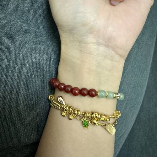 18k金足金緬A翡翠南紅手鍊