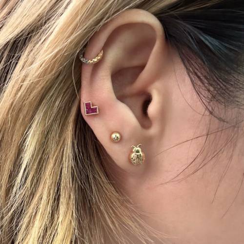 18k金甲蟲耳環（耳釘）