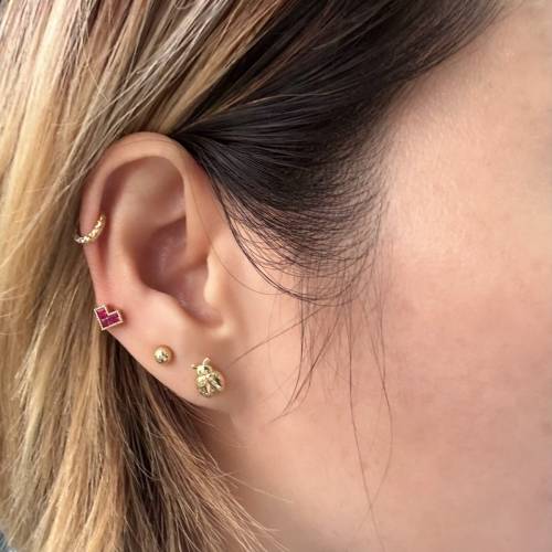 18k金甲蟲耳環（耳釘）