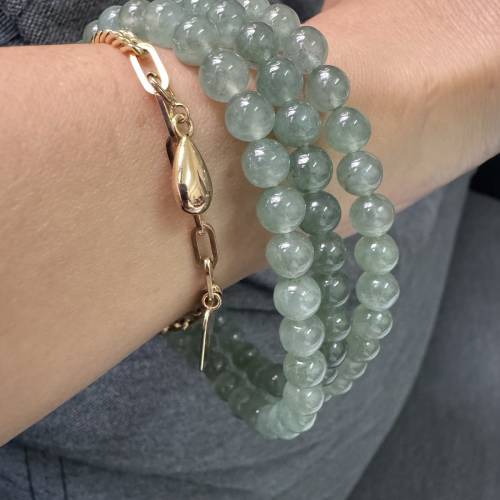 天然緬甸A貨冰種翡翠長珠串