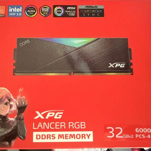 ADATA 64GB Kit (2x32GB) XPG LANCER BLADE DDR5 6000MHz CL30 RGB Black