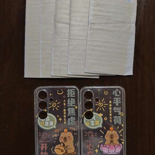 For Samsung S24 名廠品牌五張防爆用到指紋保護貼和兩個公仔軟套 [***100%全新] (**...