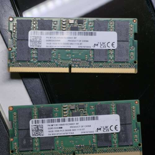 MT Micron 16GB DDR5 5600 Laptop SODIMM RAM 5600MHz X2 筆記型電腦記憶體 32G