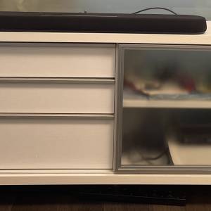 白木紋色47吋玻璃趟門三櫃桶地櫃