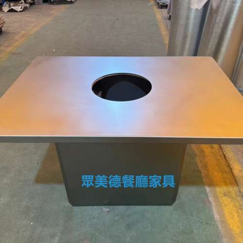 韓式烤肉餐桌，不鏽鋼桌子，拉絲不鏽鋼餐檯，火鍋店餐枱，不鏽鋼餐桌訂造