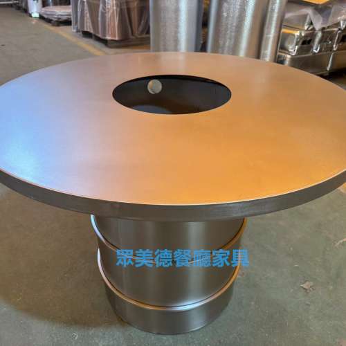 韓式烤肉餐桌，不鏽鋼桌子，拉絲不鏽鋼餐檯，火鍋店餐枱，不鏽鋼餐桌訂造