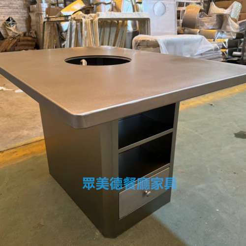 韓式烤肉餐桌，不鏽鋼桌子，拉絲不鏽鋼餐檯，火鍋店餐枱，不鏽鋼餐桌訂造