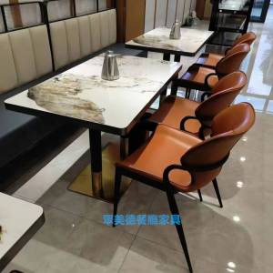 眾美德西餐廳家具訂製，岩板餐台卡位配套傢私訂造，香港餐飲家具訂製廠家