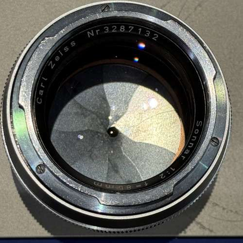 Contarex Zeiss Sonnar 85mm f2 Silver lens with caps