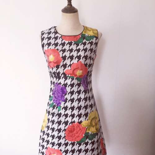 Floral houndstooth dress