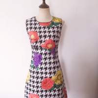 Floral houndstooth dress