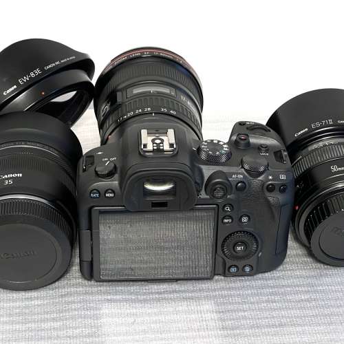Canon R6, RF 35mm f1.8, EF to RF adaptor, EF 17-40mm f4L, EF 50mm f1.4