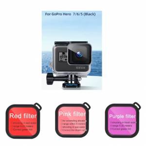 RuigPro 45M Waterproof Housing Case＋3 Filter Set For HERO 5 / 6 / 7 Black 防...