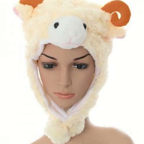 全新毛絨卡通羊帽子 生肖帽子 羊咩咩 公仔 小羊 小綿羊 白羊 保暖 舞臺道具 適合兒...