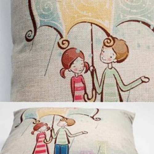 全新 做你的守護神 情侶打傘 雨傘 簡約棉麻抱枕套 靠墊 咕𠱸套 咕臣套 攬枕套 枕頭...