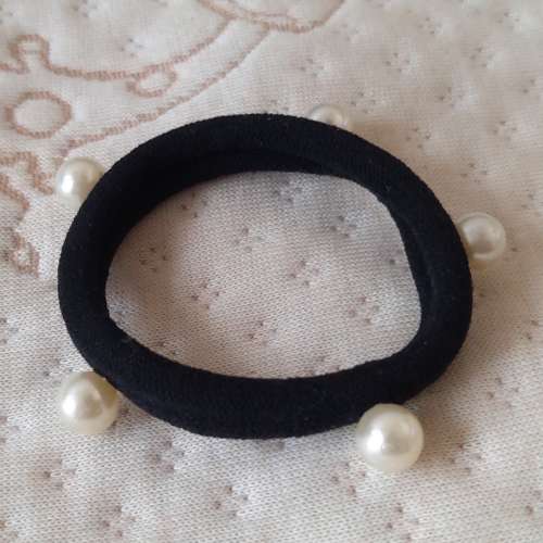 全新白色圓珠紮頭髮橡筋 紮頭髮繩 頭飾 髮飾 紮頭髮 橡筋 橡筋髮圈 紮頭髮飾物 紮馬...