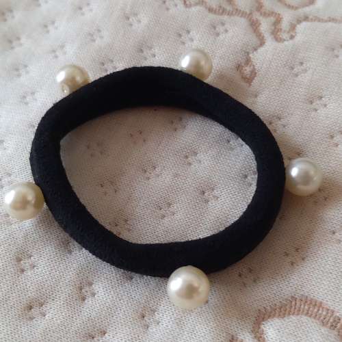 全新白色圓珠紮頭髮橡筋 紮頭髮繩 頭飾 髮飾 紮頭髮 橡筋 橡筋髮圈 紮頭髮飾物 紮馬...