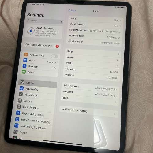 ipad pro 12.9 吋第四代 128GB WiFi