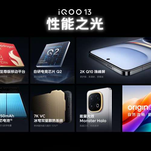 （少量現貨）vivo iQOO 13 12/16GB+256/512/1TB 驍龍8至尊版移動平台 自研電競芯片...