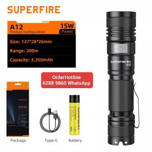 TacTical LED Flashlight 強光電筒🔦 Zoomable. USB-C直接充電. 18650鋰電池容量 3...