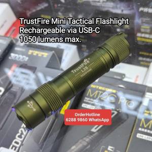 強光迷你電筒TrustFire L2S Mini Tactical Flashlight. 1050 lumens. USB-C直接充電...