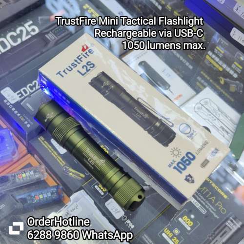 強光迷你電筒TrustFire L2S Mini Tactical Flashlight. 1050 lumens. USB-C直接充電...
