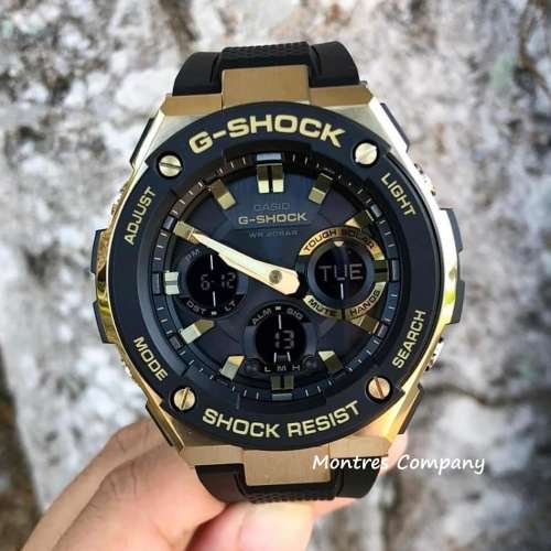 Montres Company 香港註冊公司(32年老店) 卡西歐 CASIO G-Steel 黑金色 超大錶徑 光...