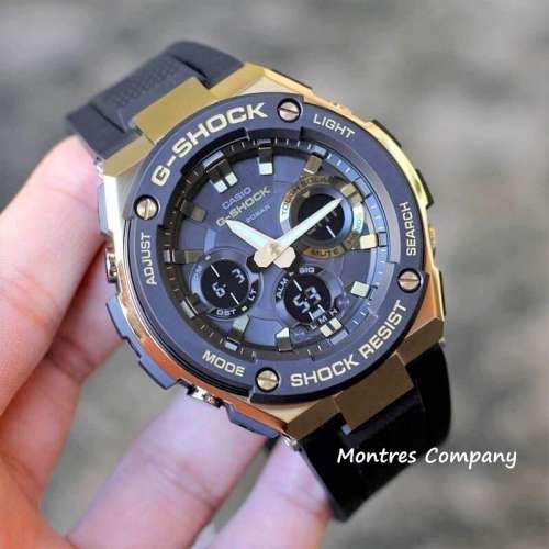 Montres Company 香港註冊公司(32年老店) 卡西歐 CASIO G-Steel 黑金色 超大錶徑 光...