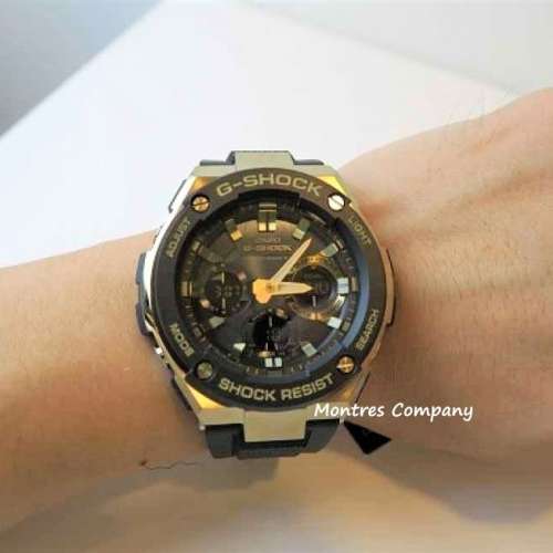 Montres Company 香港註冊公司(32年老店) 卡西歐 CASIO G-Steel 黑金色 超大錶徑 光...