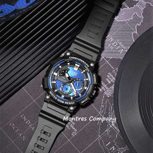 Montres Company 香港註冊公司(32年老店) 卡西歐 CASIO 藍黑色 超大錶徑 MCW-200H-2...