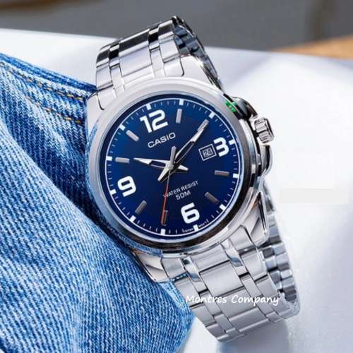 Montres Company 香港註冊公司 (32年老店) 卡西歐 CASIO 不鏽鋼錶帶 銀藍色 MTP131...