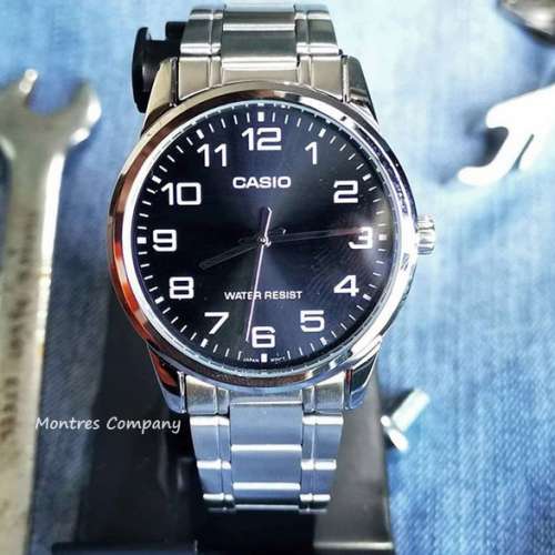 Montres Company 香港註冊公司(32年老店) 卡西歐 CASIO 不鏽鋼錶帶 黑銀色 MTPV001...