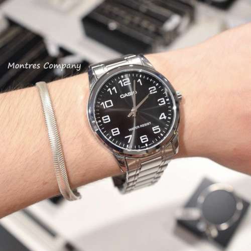 Montres Company 香港註冊公司(32年老店) 卡西歐 CASIO 不鏽鋼錶帶 黑銀色 MTPV001...