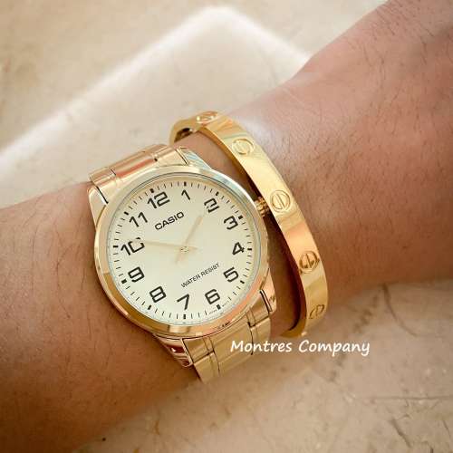 Montres Company 香港註冊公司(32年老店) 卡西歐 CASIO 不鏽鋼錶帶 金色 MTP MTPV0...