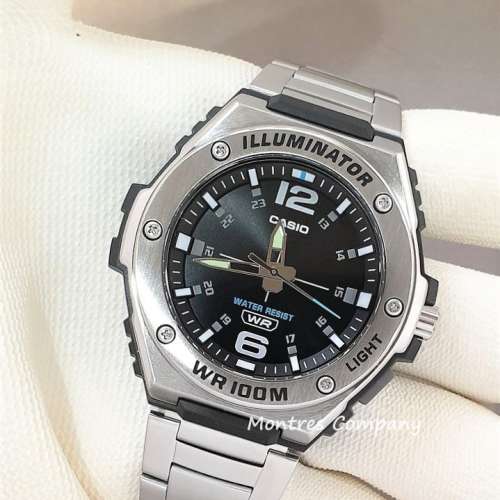 Montres Company 香港註冊公司 (32年老店) 卡西歐 CASIO 不鏽鋼錶帶 黑銀色 MWA100...