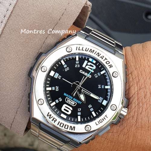 Montres Company 香港註冊公司 (32年老店) 卡西歐 CASIO 不鏽鋼錶帶 黑銀色 MWA100...