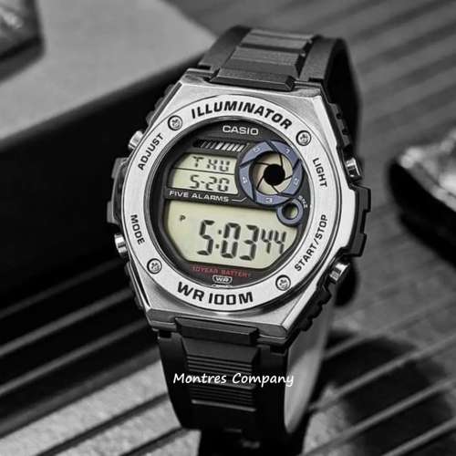 Montres Company 香港註冊公司 (32年老店) 卡西歐 CASIO 十年電池壽命 銀黑色 MWD1...