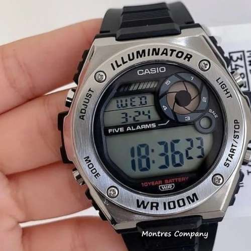 Montres Company 香港註冊公司 (32年老店) 卡西歐 CASIO 十年電池壽命 銀黑色 MWD1...