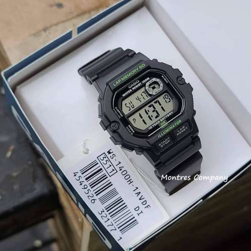 Montres Company 香港註冊公司 (32年老店) 卡西歐 CASIO 十年電池壽命 黑色 WS1400...