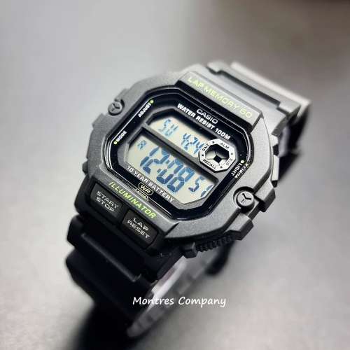 Montres Company 香港註冊公司 (32年老店) 卡西歐 CASIO 十年電池壽命 黑色 WS1400...