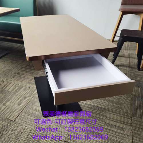 防火膠板抽屜餐桌訂製,四人位二人位餐枱訂做,港式茶餐冰室餐館桌子訂造,抽桶分隔餐...