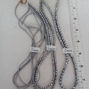 一手6條黃鐵礦電鍍白金珠串，2/4/5mm 約16寸如照片顯示，合diy做頸鏈手鏈等。全部六...