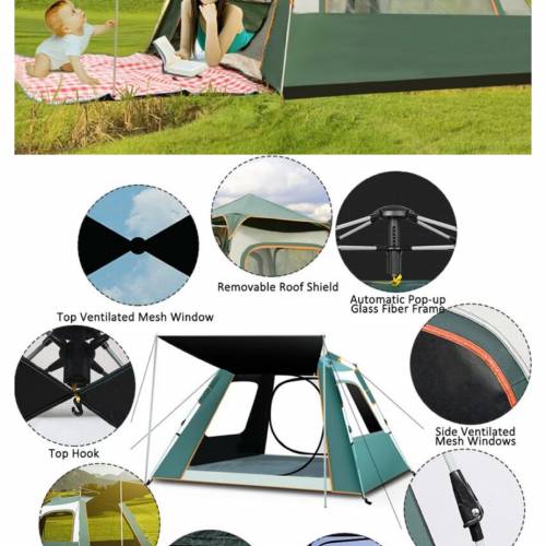 帐篷户外露营全自动免安装加厚野营野餐装备双人防雨防虫防晒