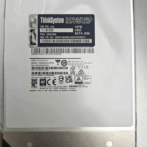 東芝16t  企業級硬碟 sata 通電時間短