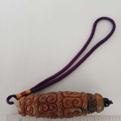 古玉天珠手把件/吊件， 刻有多款如意， 事事稱心萬事如意 ，長约2點五吋，每個250元...