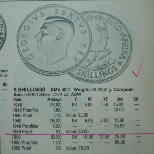 南非 1948 年發行 5 先令銀幣