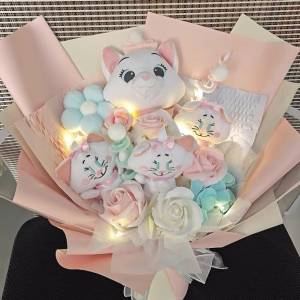 《獨家原創·專業花藝師用心製作》迪士尼瑪麗貓花束 富貴貓花束 💐香皂花&仿真花 d...